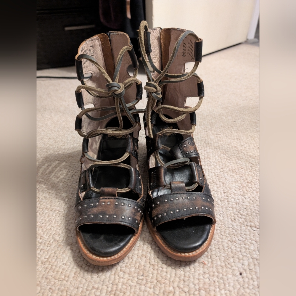 Freebird by Steven Black and Brown Gladiator Sandals